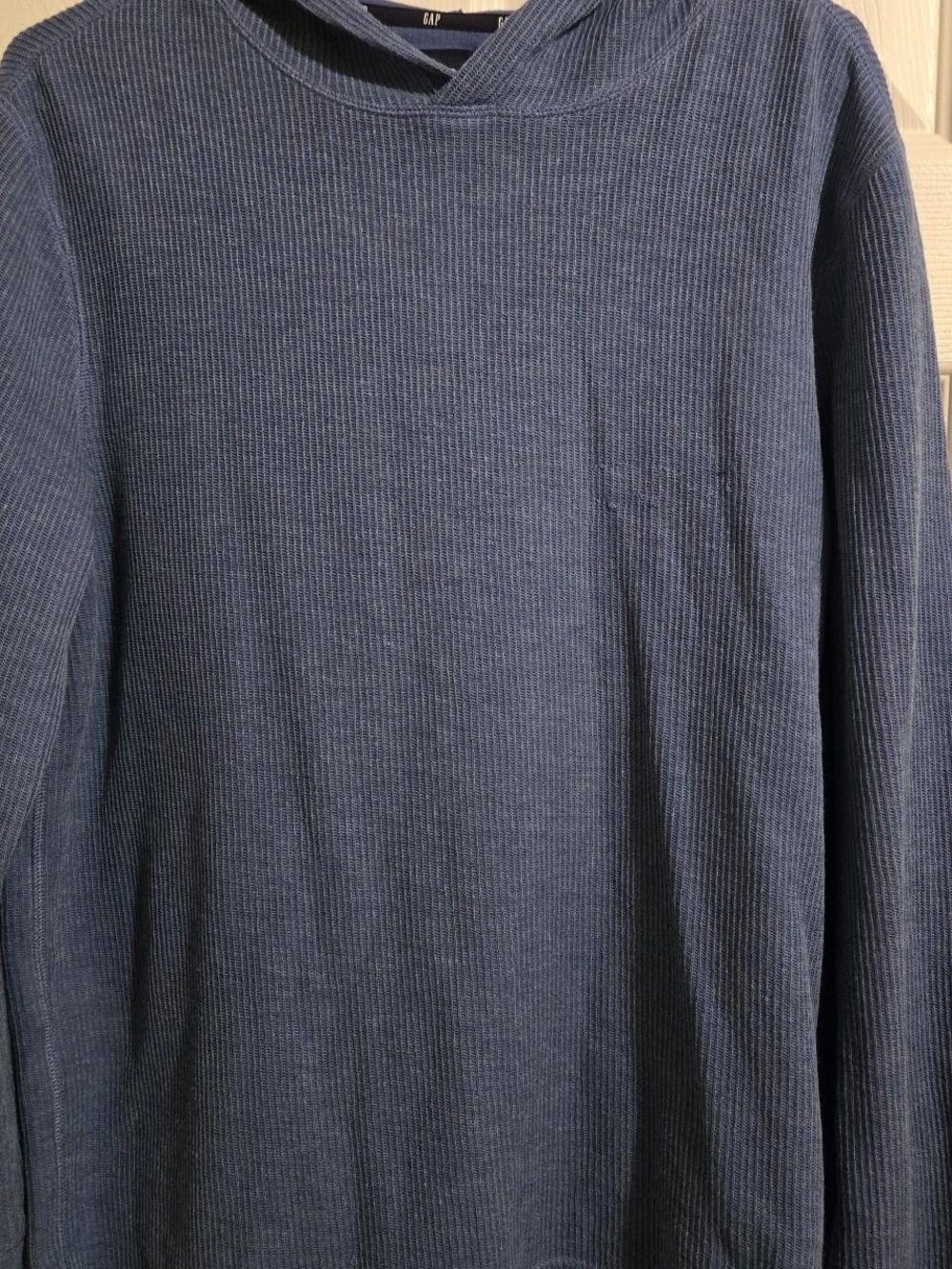 GAP Men's Long-Sleeve Hooded Ribbed Shirt - Navy Blue